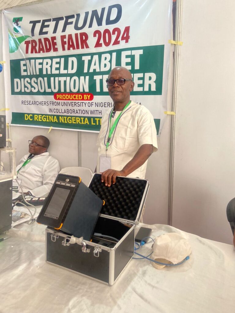 Exhibiting the gas analyzer at the ongoing Tetfund maiden trade fair.